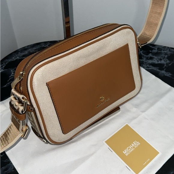 MICHAEL MICHAEL KORS Maeve logo-strap canvas and leather crossbody bag AUTHENTIC - Picture 11 of 15